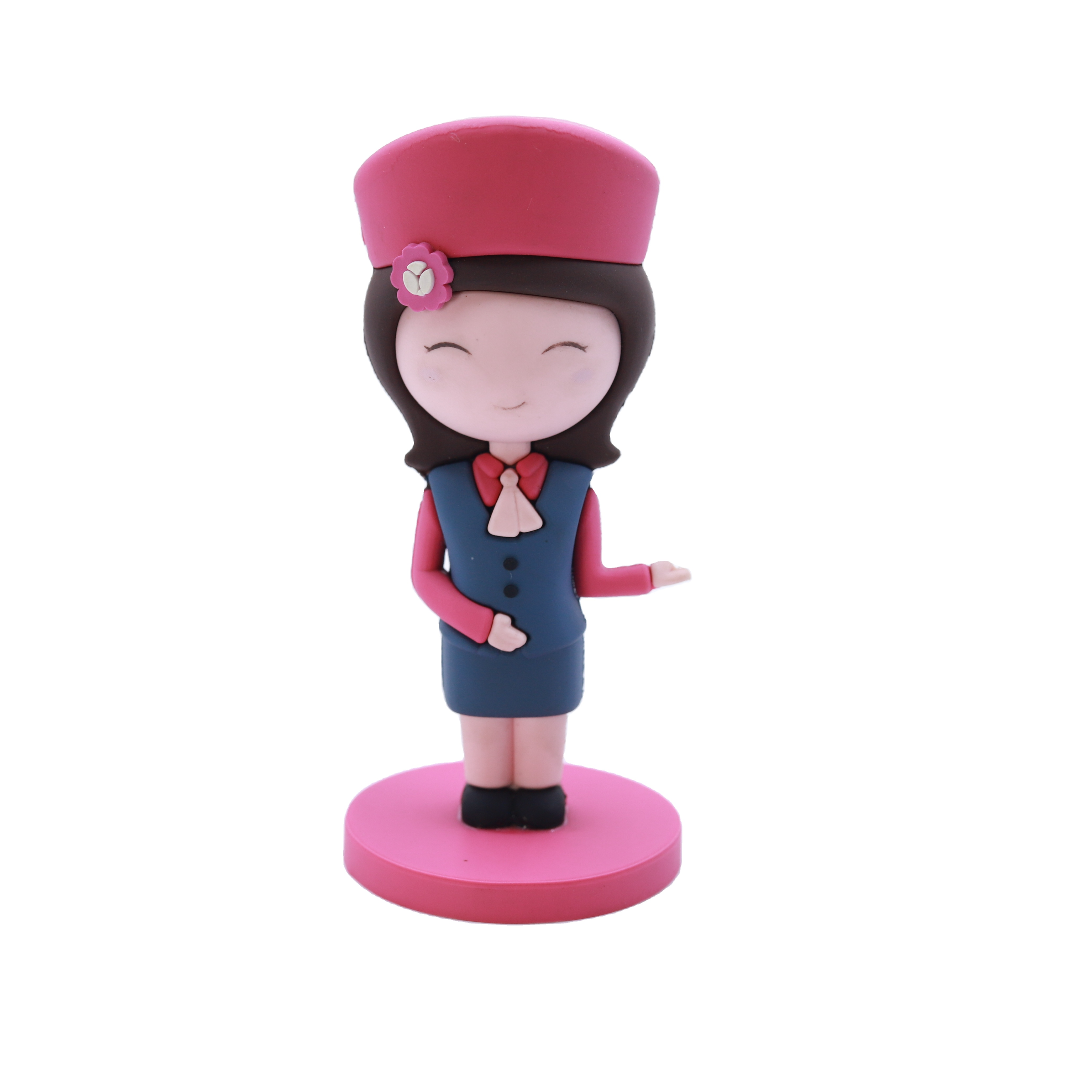 Factory Custom Wholesale 3D PVC Rubber Flight Attendant Action Figure